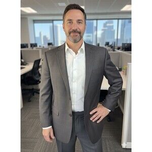 NWOT Combatant Gentleman Mens 44L Blazer Windowpane Check Slim Wool Sport Coat